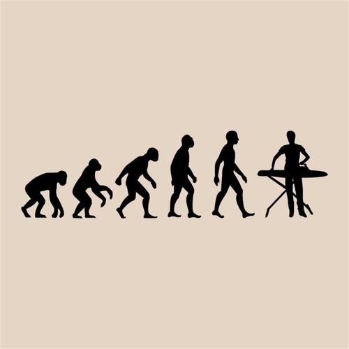 Evolution man ironing - of,